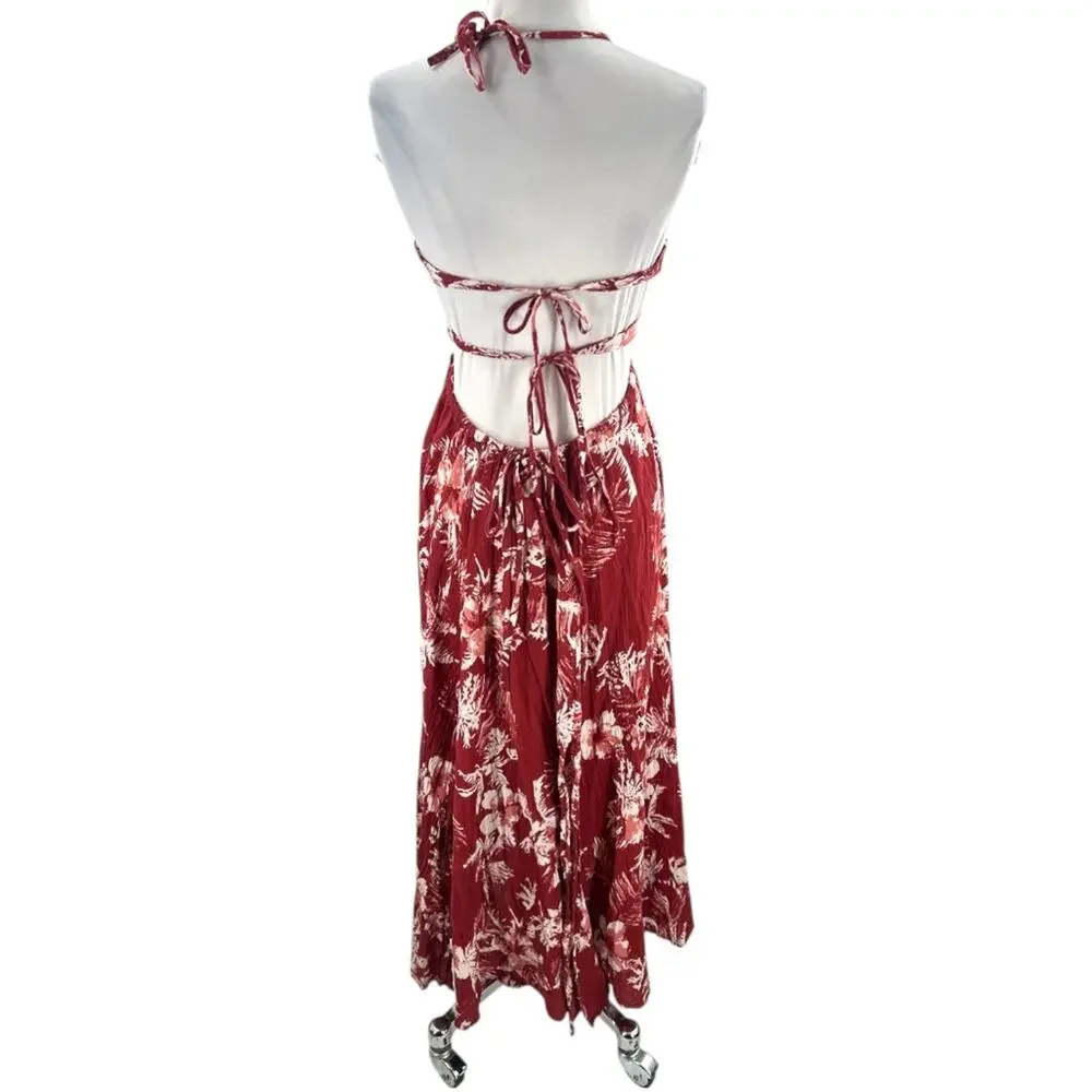 Free People Lille Maxi Dress Floral Tie Back Boho Sz S